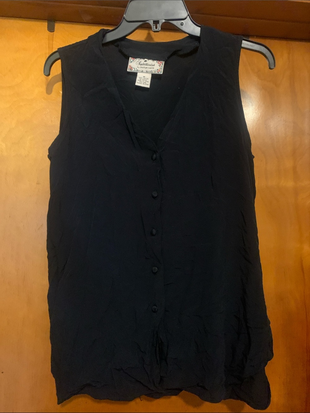 Sophisticates by Jonathan Martin Size M Black Sleeveless Button Down Shell Top